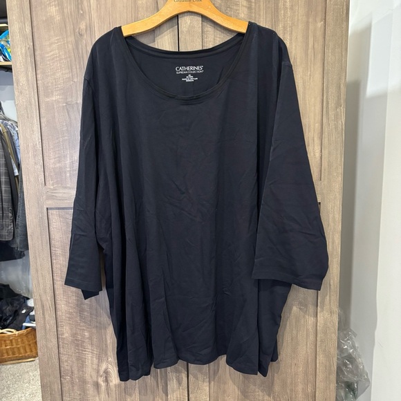 Catherines 4X Suprema Collection Top Black 3/4 sleeves - Picture 1 of 10